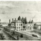 Lithograph of George Parish estate in Ogdensburg, NY.  Drawing by S. Ellis.