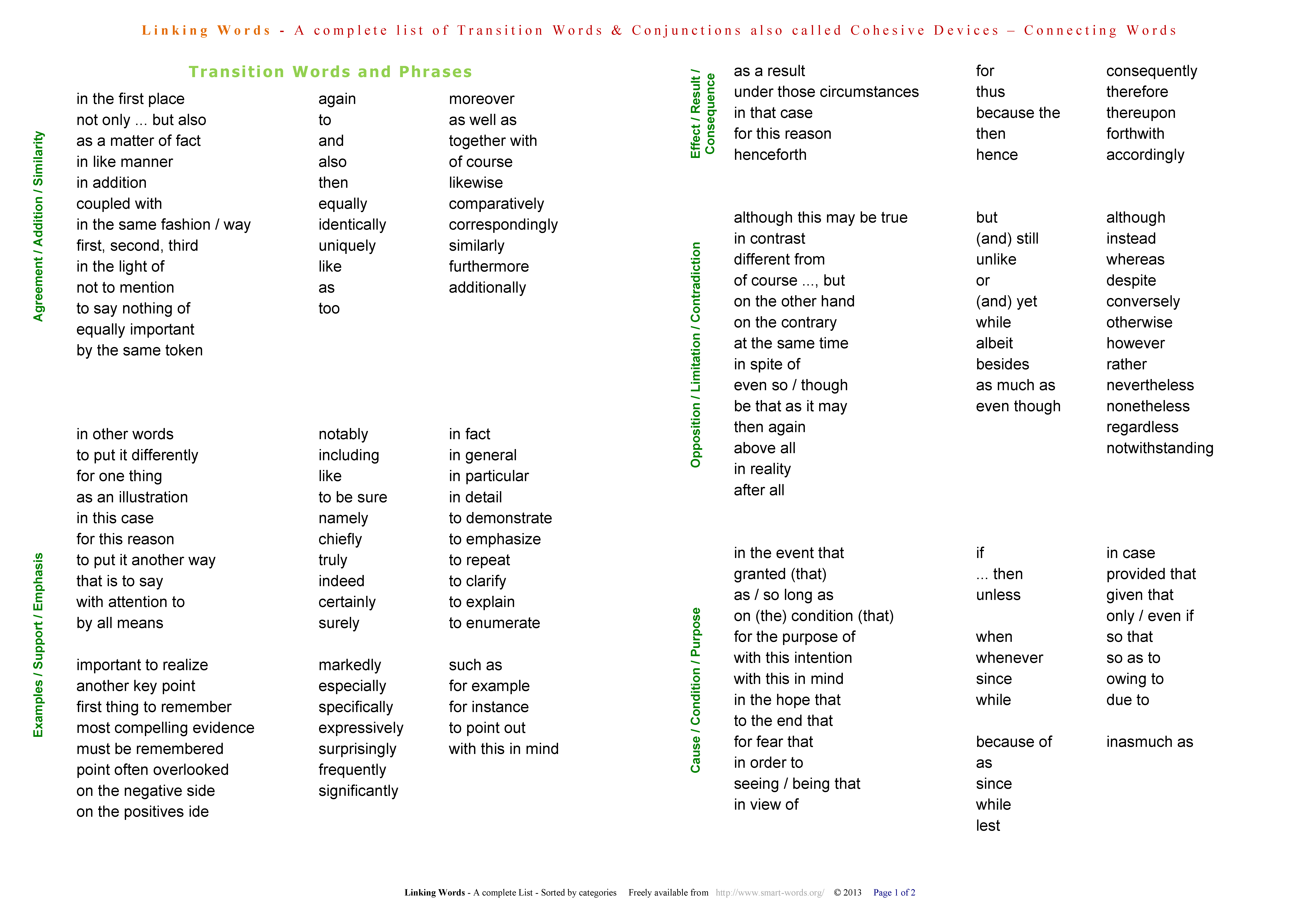 linking words for a good essay