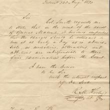 August 1820 letter from the Brown/Kirby Family Papers.