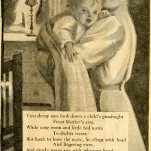 Image of mother and baby with poem from Mabel Sprague Laidlaw scrapbook.