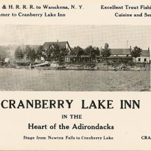 Advertisement for the Cranberry Lake Inn.