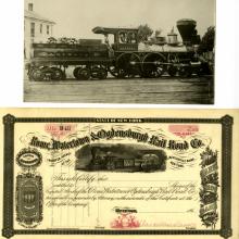 Share certificate from the Rome, Watertown and Ogdensburg Railroad Company.