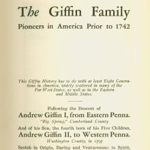 Title page from the book The Giffin Family.