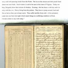 A page from the William H. Carr diary including a transcription.