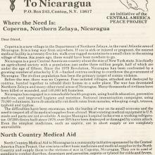 North Country Medical Aid to Nicaragua newsletter.